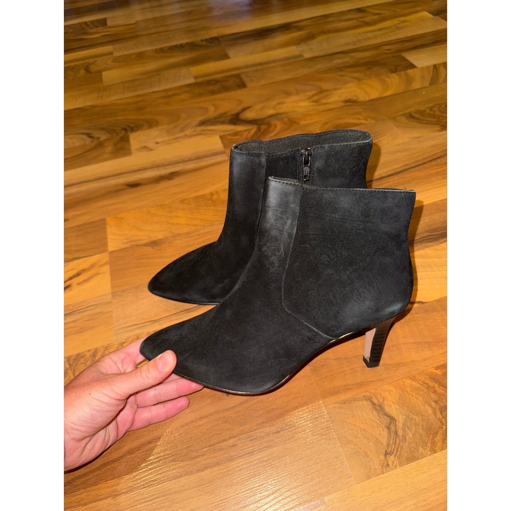 Clarks Ileana petal black Suede Ankle Boots‎ Pointed Toe Heel Booties US 8M work